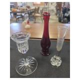 Candle holder and Avon vase