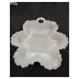 Vintage milk glass leaf design translucent lace
