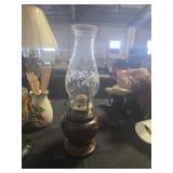 Wooden base oil lamp