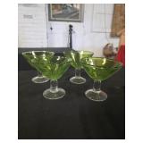 4 Michael Weems Tropic Green Margarita Glasses