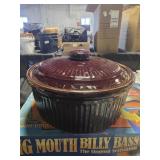 Vintage brown glazed stoneware casserole dish