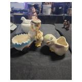Vintage kitsch ceramic chick planters