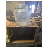 Vintage pickle jar no lid and wooden crate