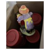 5 Carlton Glass Canisters w/ Strawberries