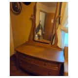 antique Victorian serpentine  oak dresser with a