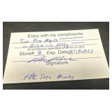Richardï¿½s gift card for two free meals