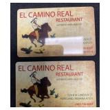 2 - $10 cards to El Camino Real