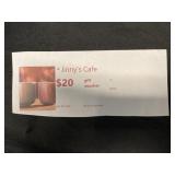 $20 to Jinnyï¿½s Cafe