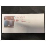 $20 to Jinnyï¿½s Cafe