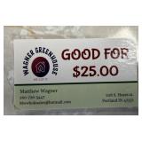 $25 Wagner Greenhouse Card