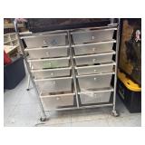 Rolling cart. Has supplies inside.