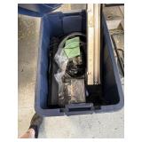 Tote of fish tank supplies. Will be adding to it