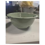 Vintage light green enamelware mixing bowl