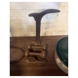 Cast iron dumbbells and vintage cast iron shoe