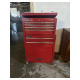 Red tool box with tools