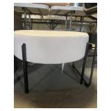 New white boucle round backless counter stool