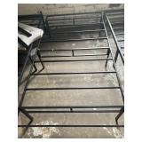 heavy-duty black steel platform bed frame