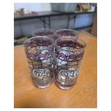 4 Tiffany Style stained Coca-Cola glasses
