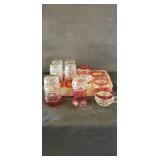 Red and clear glass cups