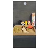 Flat of vintage toys