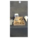 Glass jar, cast iron and ashtrays