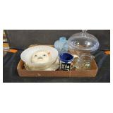 Mugs, candy dish, globe, plates and bowls