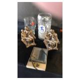 Glass mugs vintage ashtray metal people