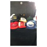 Lot of hats. Ford.  Fish. And metal hanger