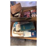 Playing cards. Vintage maps. Basket