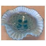 Blue Opalescent Glass Bowl