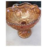 Carnival glass Compote