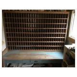 Post office Desk with Cubbyholes & Blue Paint