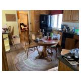 round oak pedestal dining table with 4 chairs