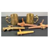Barrel Faucet Taps & Brass Beer Mugs