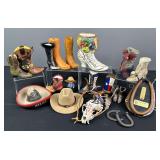 Trail Feed Service Advertising Thermometer & Cowboy Decor