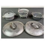 Assorted Cast Iron Lids & Small Pots (2 are Wagner)