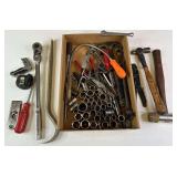 Hammers, Pry Bar, Crsftsman Flex Head 1/2” Ratchet and Assorted Sockets