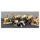 (3) Metal Horse Statues & Assorted Horse Collectibles