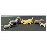 (5) Metal Dog Figurines