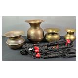 Brass Spittoons with Decorative Rope Holder