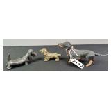 (3) Metal Dachshund Statues