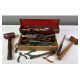 Double Sided Soft Hammers, Assorted Sockets, Craftman 1/2” Ratchet, Screwdrivers