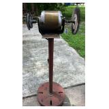 Silver Bench Grinder on Rolling Base