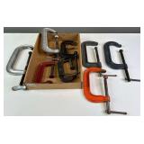 Lot of 8 C Clamps Wilton , Cincinnati Tool Co. Great Neck Various Sizes.