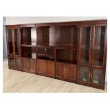 Large 5 Piece Wooden Book Shelves and Display Unit With Lights.