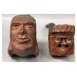 Two Indian Chief Heads Unbranded Smoking Pipes