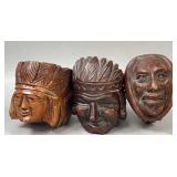(3) Indian Chief Head Made in Italy Unbranded Smoking Pipes