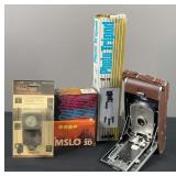 Vintage Polaroid Camera, Tripod, Various Flash Attachments