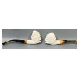 2 Skull Indian Chief Unmarked Smoking Pipes