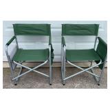 Pair of Folding Lawn Chairs w/ Pockets & Trays